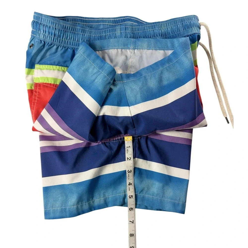 Polo Ralph Lauren Mens Medium Striped Swim Trunks Multi Color Mesh Lined Shorts
